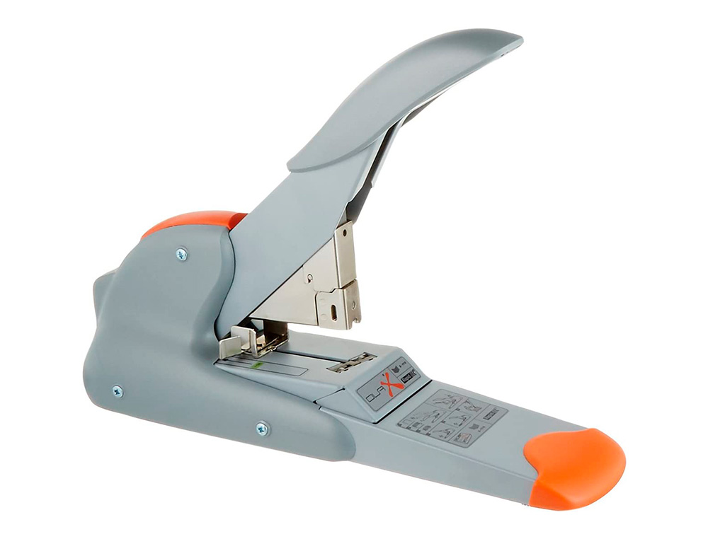 AGRAFADOR RAPID DUAX CAPACIDADE 170 FOLHAS USA AGRAFES DUAX COR PRATA/LARANJA