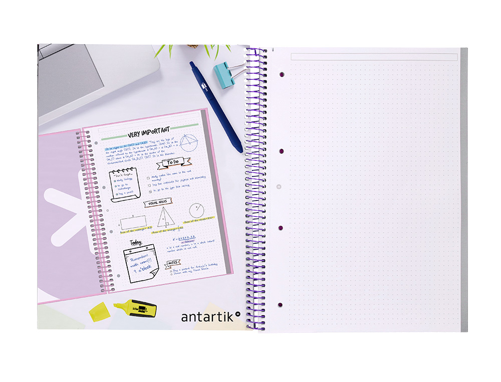 CADERNO ESPIRAL A4 MICRO ANTARTIK CAPA FORRADA 80F 90 GR PONTILHADO 1 BANDA 4 FUROS COR ROSA