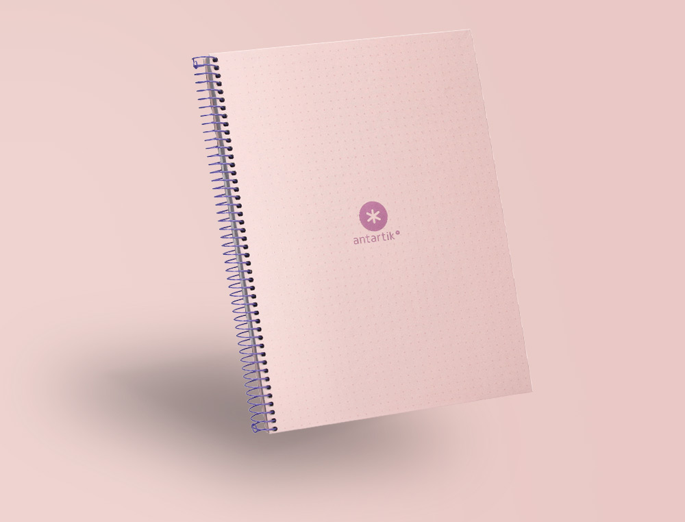 CADERNO ESPIRAL A4 MICRO ANTARTIK CAPA FORRADA 80F 90 GR PONTILHADO 1 BANDA 4 FUROS COR ROSA