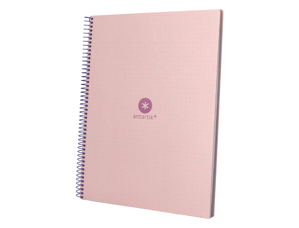 CADERNO ESPIRAL A4 MICRO ANTARTIK CAPA FORRADA 80F 90 GR PONTILHADO 1 BANDA 4 FUROS COR ROSA