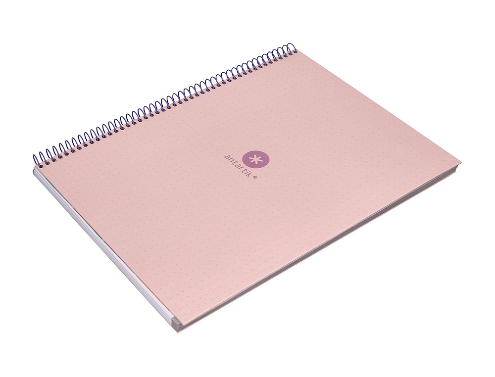 CADERNO ESPIRAL A4 MICRO ANTARTIK CAPA FORRADA 80F 90 GR PONTILHADO 1 BANDA 4 FUROS COR ROSA