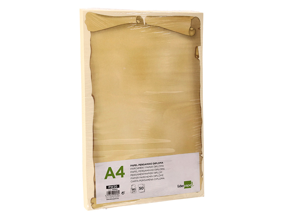 PAPEL PERGAMINHO LIDERPAPEL DIN A4 DIPLOMA 180 G/M2 EMBALAGEM DE 50 FOLHAS