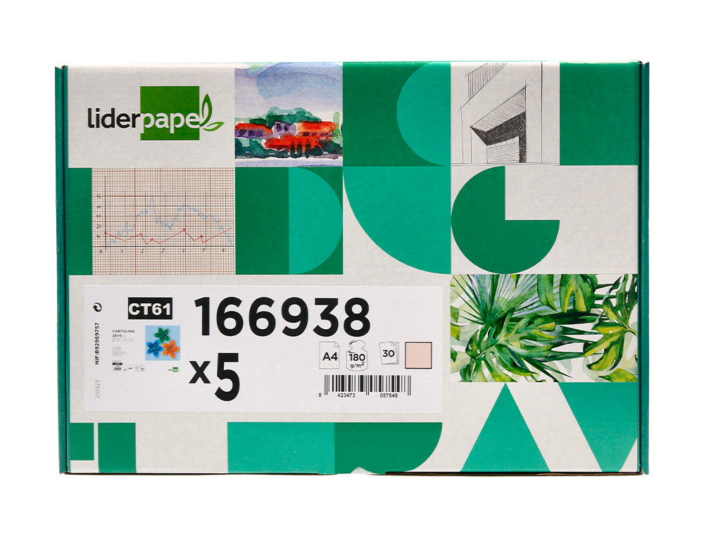 CARTOLINA LIDERPAPEL A4 180 GR CREME PACK DE 25+5 FOLHAS