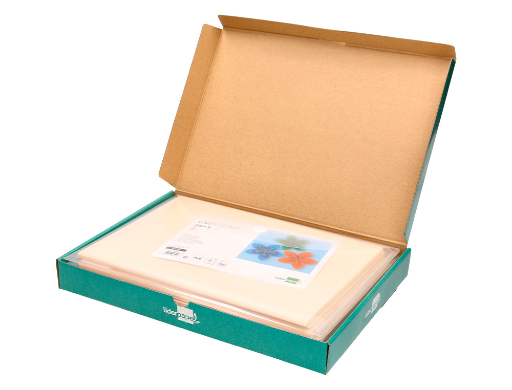 CARTOLINA LIDERPAPEL A4 180 GR CREME PACK DE 25+5 FOLHAS