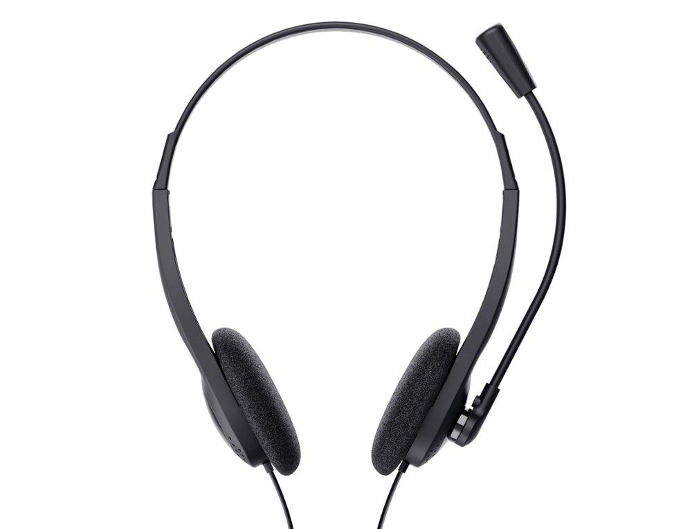 AURICULAR TRUST BASICS COM MICROFONE AJUSTAVEL USB 2.0 COMPRIMENTO CABO 180 CM COR PRETO