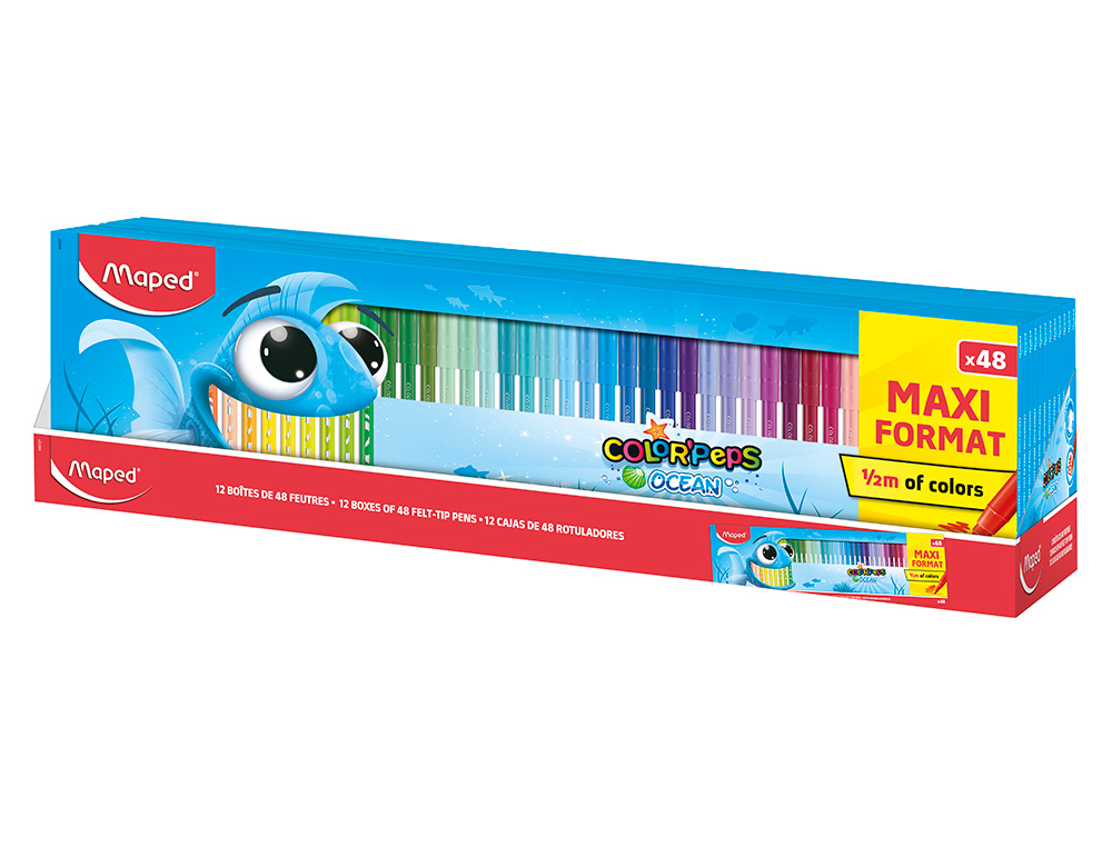 MARCADOR MAPED COLOR PEPS OCEAN CAIXA DE 48 UNIDADES CORES SORTIDAS