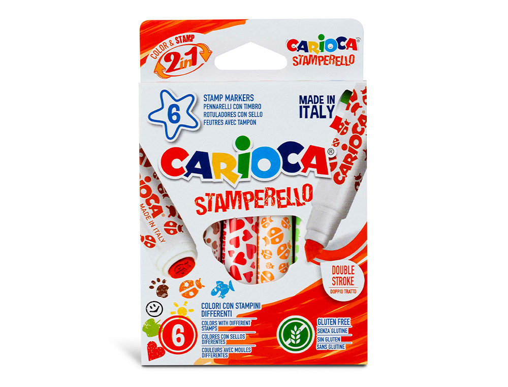 MARCADOR CARIOCA STAMPERELLO CAIXA 6 UNIDADES CORES SORTIDAS