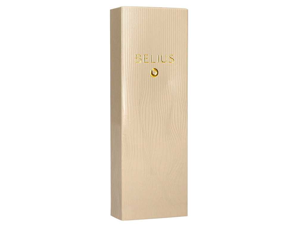 CANETA BELIUS NEPTUNO ALUMINIO TEXTURA WAVY COR CAQUI TINTA AZUL CAIXA DESIGN