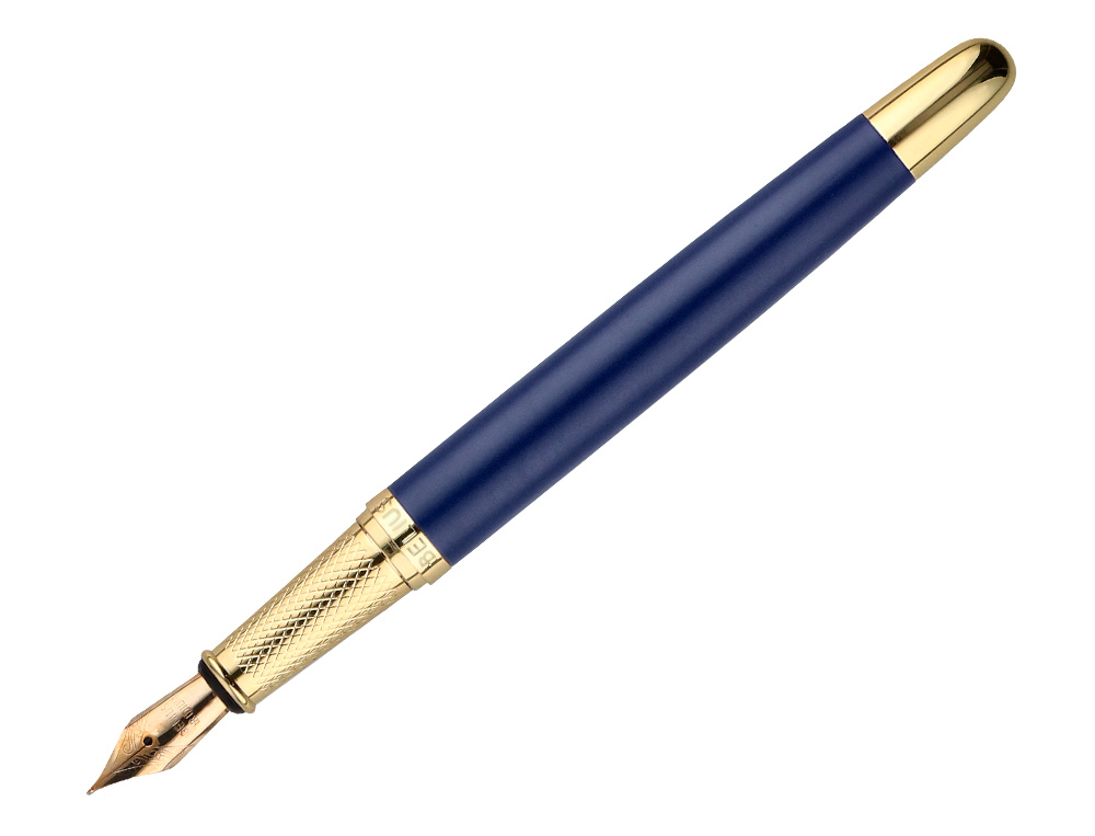 CANETA E ESTOJO BELIUS SOIREE DESENHO ART DECO AZUL MARINHO E DOURADO TINTA AZUL CAIXA DESIGN