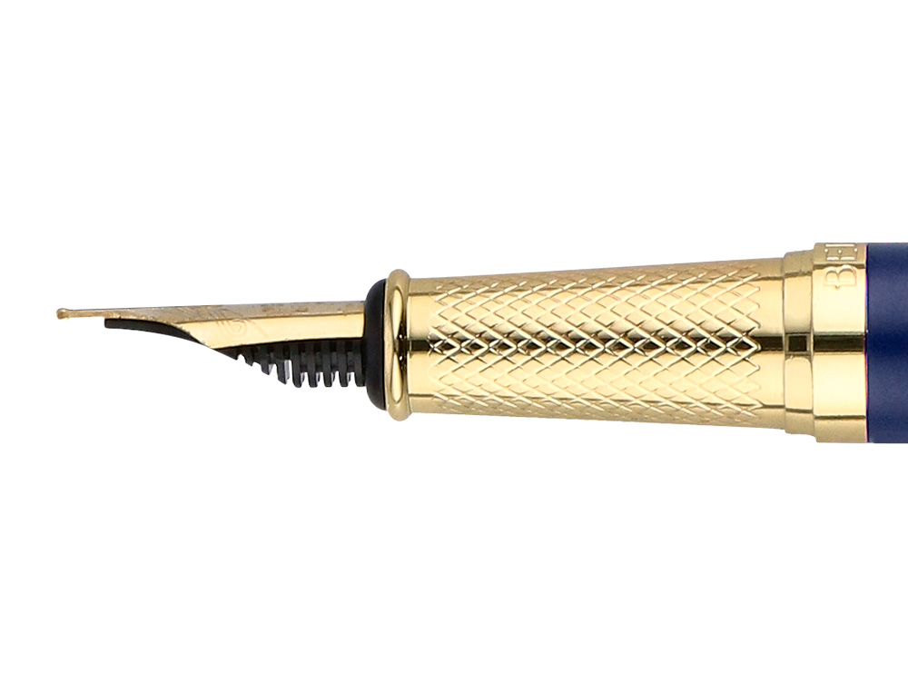 CANETA E ESTOJO BELIUS SOIREE DESENHO ART DECO AZUL MARINHO E DOURADO TINTA AZUL CAIXA DESIGN