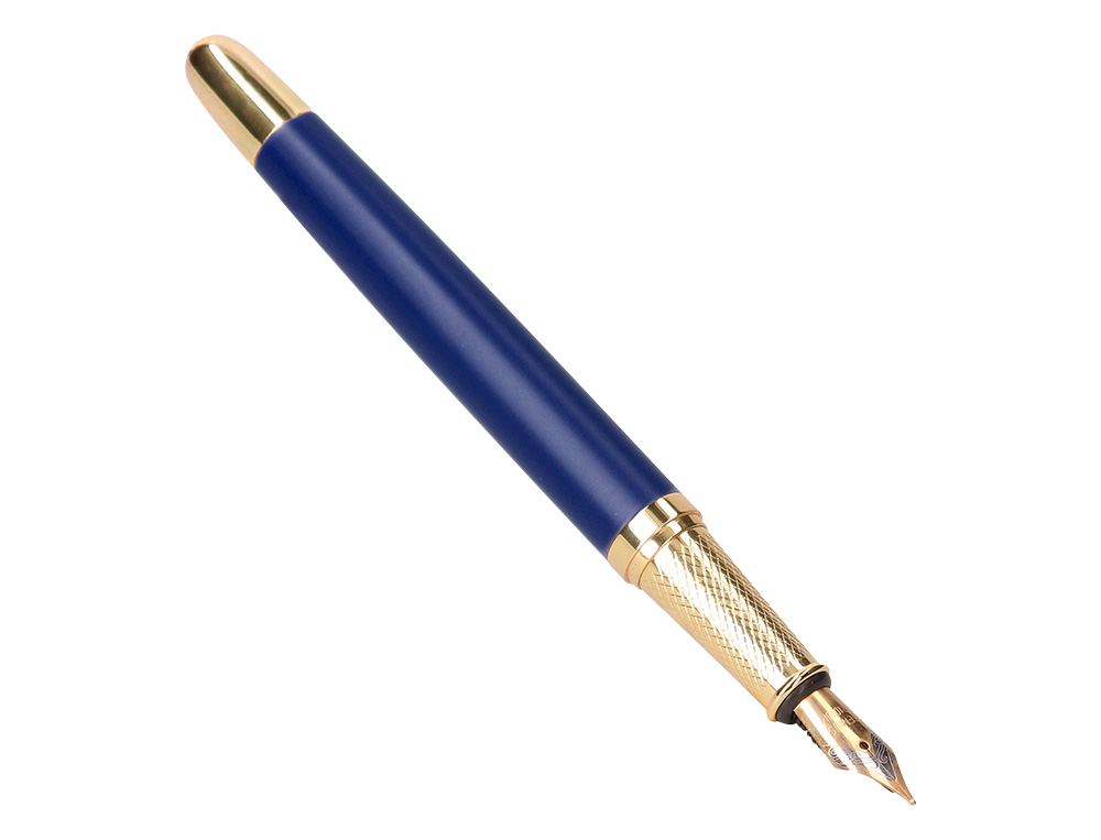 CANETA E ESTOJO BELIUS SOIREE DESENHO ART DECO AZUL MARINHO E DOURADO TINTA AZUL CAIXA DESIGN