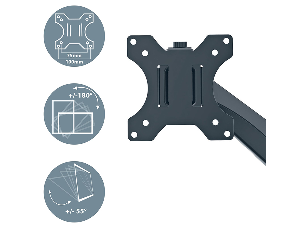BRACO PARA MONITOR LEITZ ERGO SPACESAVING COR CINZA ESCURO