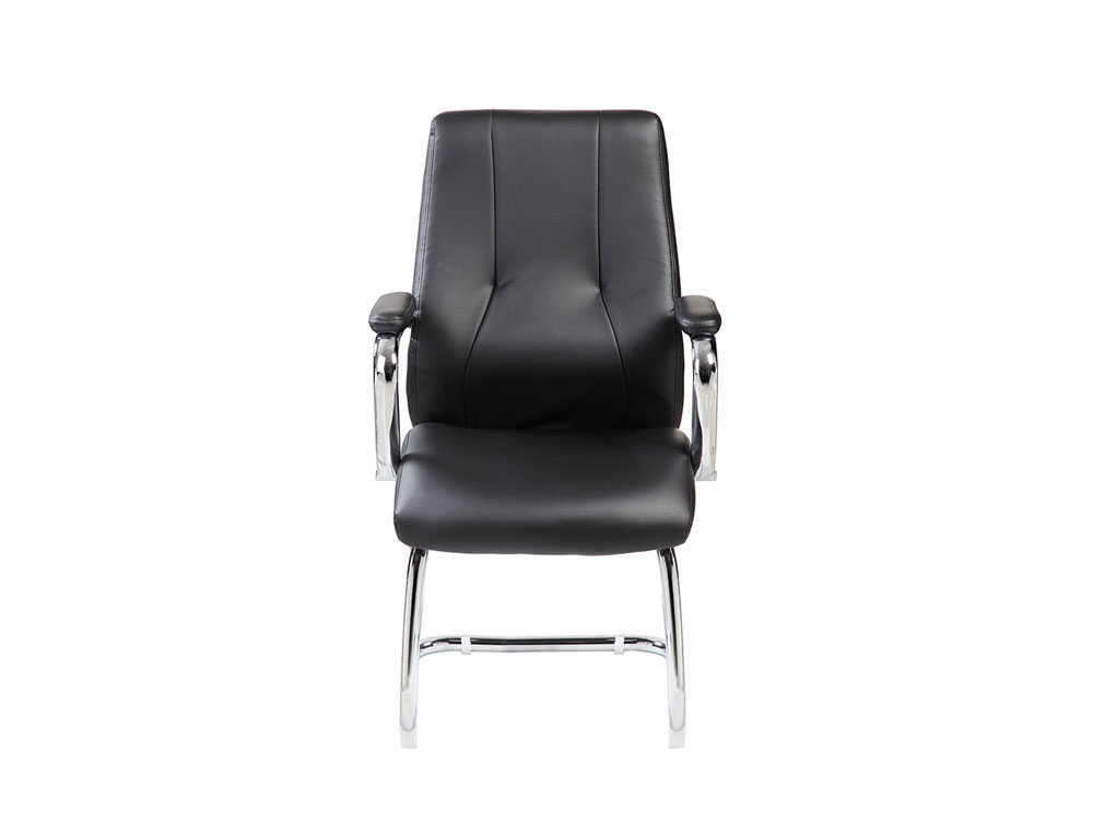 CADEIRA ROCADA CONFIDENTE BRACOS FIXOS ESTRUTURA CROMADA ASSENTO E ENCOSTO FORRADO IMITACAO PELE PRETO 620X650X1100 MM