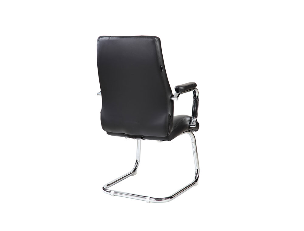 CADEIRA ROCADA CONFIDENTE BRACOS FIXOS ESTRUTURA CROMADA ASSENTO E ENCOSTO FORRADO IMITACAO PELE PRETO 620X650X1100 MM