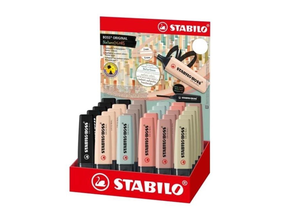 MARCADOR FLUORESCENTE STABILO BOSS PASTEL 70 NATURE COLORS EXPOSITOR DE 30 UNIDADES CORES SORTIDAS
