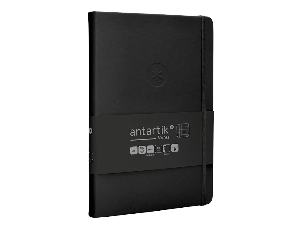 CADERNO COM ELASTICO ANTARTIK NOTES CAPA DURA A5 QUADRICULADO PRETO 100 FOLHAS 80 GR FSC