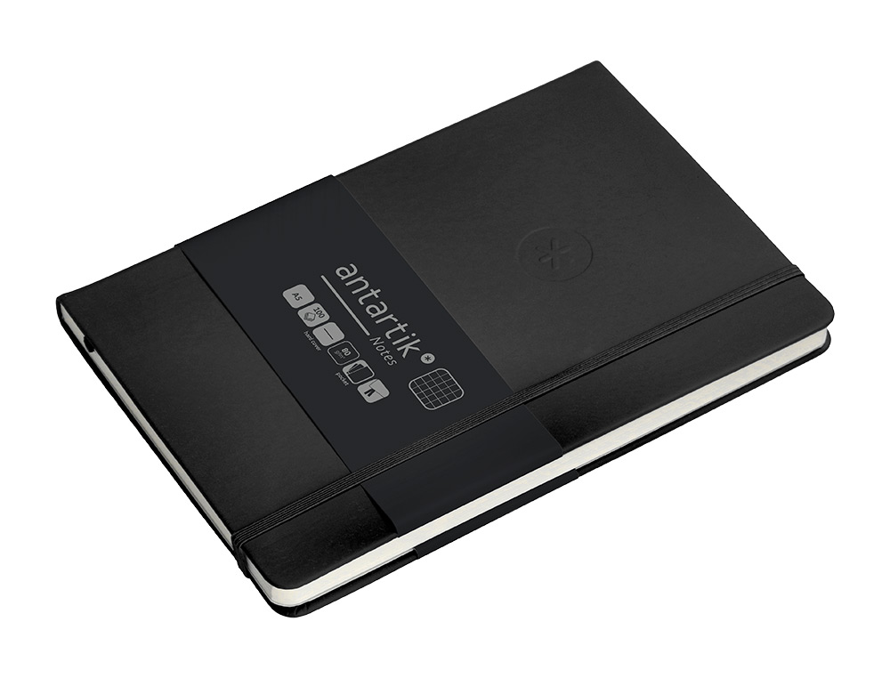 CADERNO COM ELASTICO ANTARTIK NOTES CAPA DURA A5 QUADRICULADO PRETO 100 FOLHAS 80 GR FSC