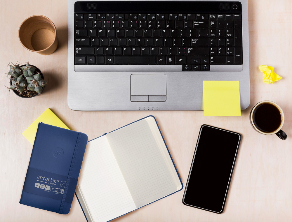 CADERNO COM ELASTICO ANTARTIK NOTES CAPA DURA A6 PAUTADO AZUL MARINHO 100 FOLHAS 80 GR FSC