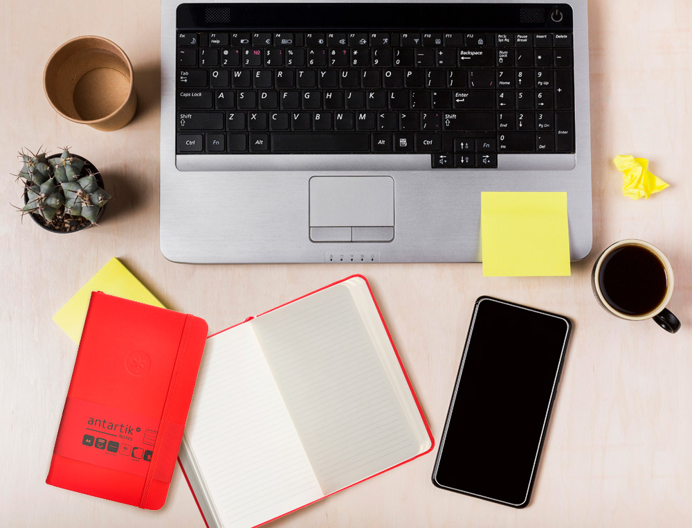 CADERNO COM ELASTICO ANTARTIK NOTES CAPA DURA A6 PAUTADO VERMELHO 100 FOLHAS 80 GR FSC