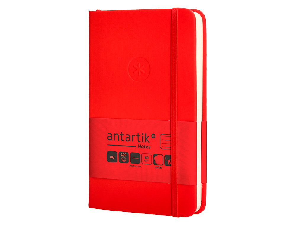 CADERNO COM ELASTICO ANTARTIK NOTES CAPA DURA A6 PAUTADO VERMELHO 100 FOLHAS 80 GR FSC