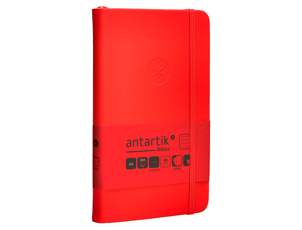 CADERNO COM ELASTICO ANTARTIK NOTES CAPA DURA A6 PAUTADO VERMELHO 100 FOLHAS 80 GR FSC