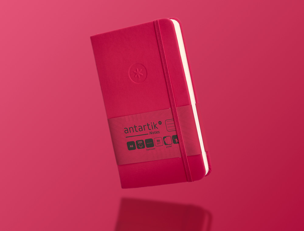 CADERNO COM ELASTICO ANTARTIK NOTES CAPA DURA A6 PAUTADO FUCSIA 100 FOLHAS 80 GR FSC