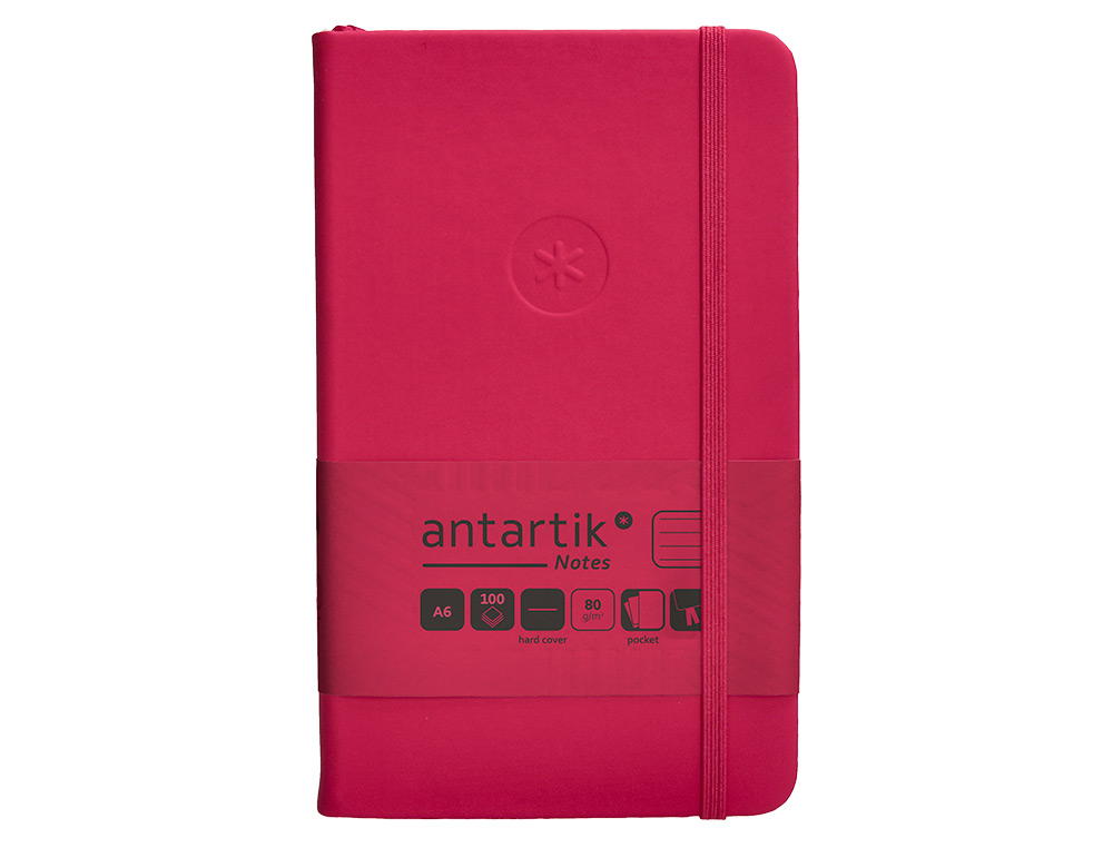 CADERNO COM ELASTICO ANTARTIK NOTES CAPA DURA A6 PAUTADO FUCSIA 100 FOLHAS 80 GR FSC