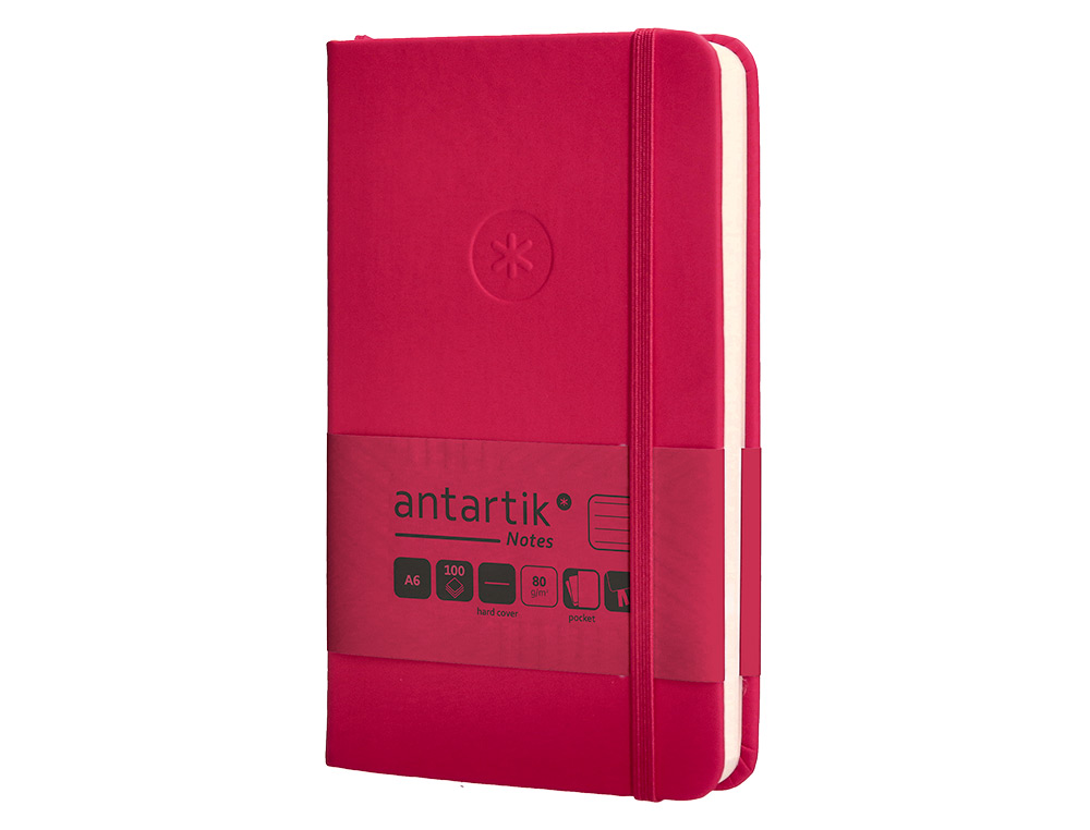 CADERNO COM ELASTICO ANTARTIK NOTES CAPA DURA A6 PAUTADO FUCSIA 100 FOLHAS 80 GR FSC