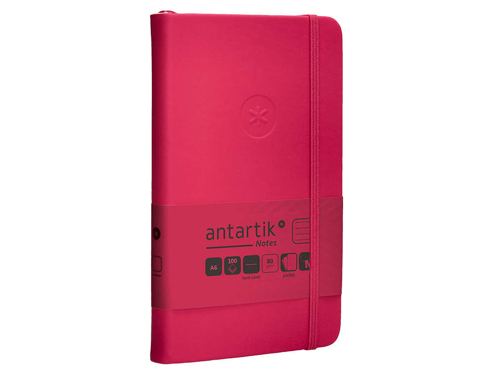 CADERNO COM ELASTICO ANTARTIK NOTES CAPA DURA A6 PAUTADO FUCSIA 100 FOLHAS 80 GR FSC