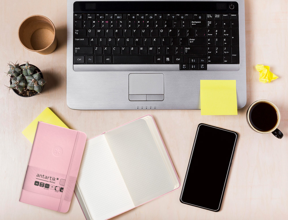 CADERNO COM ELASTICO ANTARTIK NOTES CAPA DURA A6 QUADRICULADO ROSA PASTEL 100 FOLHAS 80 GR FSC