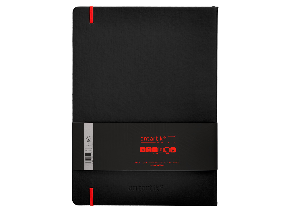 CADERNO COM ELASTICO ANTARTIK NOTES CAPA DURA A4 LISO PRETO E VERMELHO 100 FOLHAS 80 GR FSC