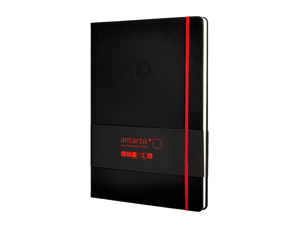 CADERNO COM ELASTICO ANTARTIK NOTES CAPA DURA A4 LISO PRETO E VERMELHO 100 FOLHAS 80 GR FSC
