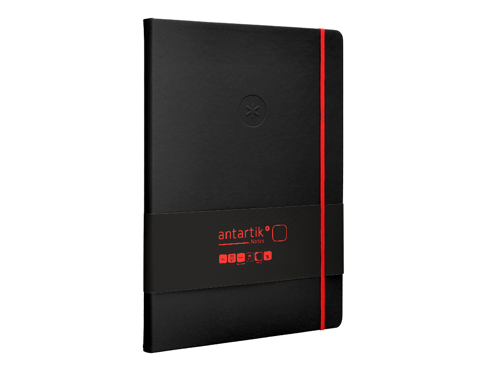CADERNO COM ELASTICO ANTARTIK NOTES CAPA DURA A4 LISO PRETO E VERMELHO 100 FOLHAS 80 GR FSC