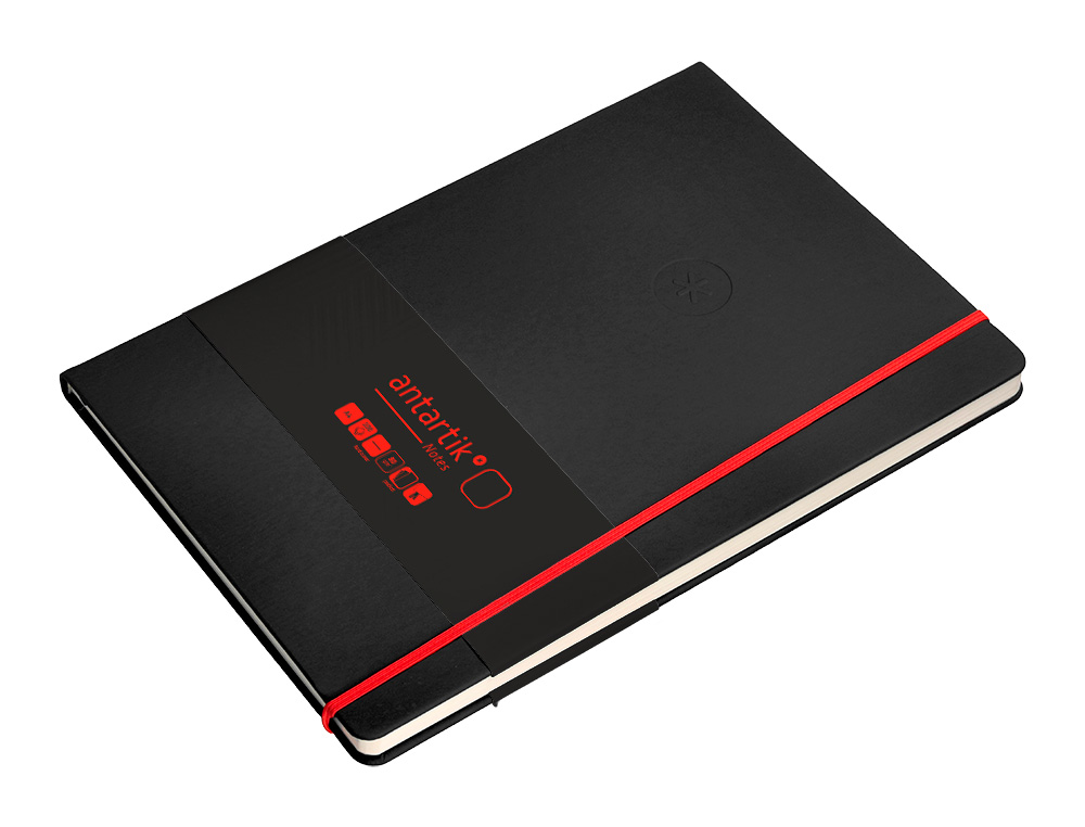 CADERNO COM ELASTICO ANTARTIK NOTES CAPA DURA A4 LISO PRETO E VERMELHO 100 FOLHAS 80 GR FSC