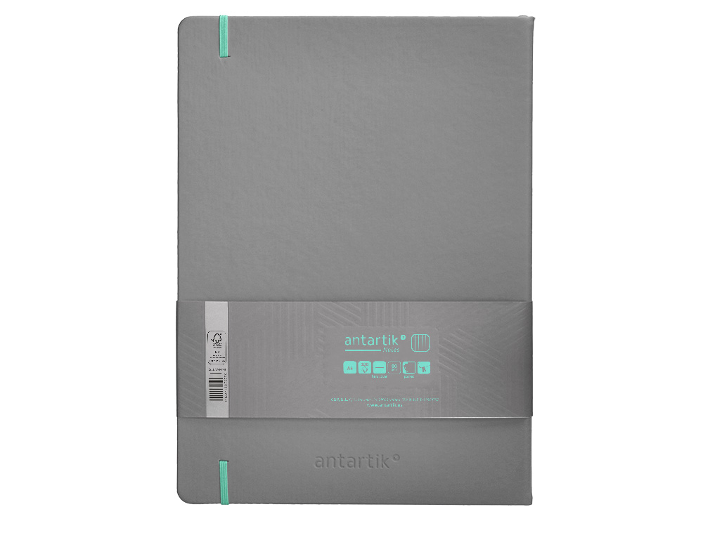 CADERNO COM ELASTICO ANTARTIK NOTES CAPA DURA A4 QUADRICULADO CINZA E TURQUESA 100 FOLHAS 80 GR FSC