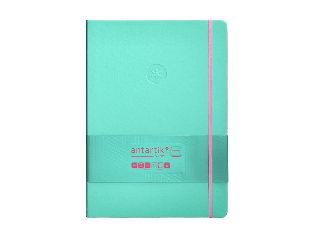 CADERNO COM ELASTICO ANTARTIK NOTES CAPA DURA A4 PAUTADO ROSA E TURQUESA 100 FOLHAS 80 GR FSC