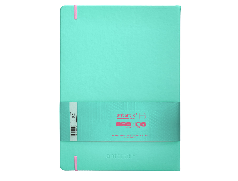CADERNO COM ELASTICO ANTARTIK NOTES CAPA DURA A4 PAUTADO ROSA E TURQUESA 100 FOLHAS 80 GR FSC