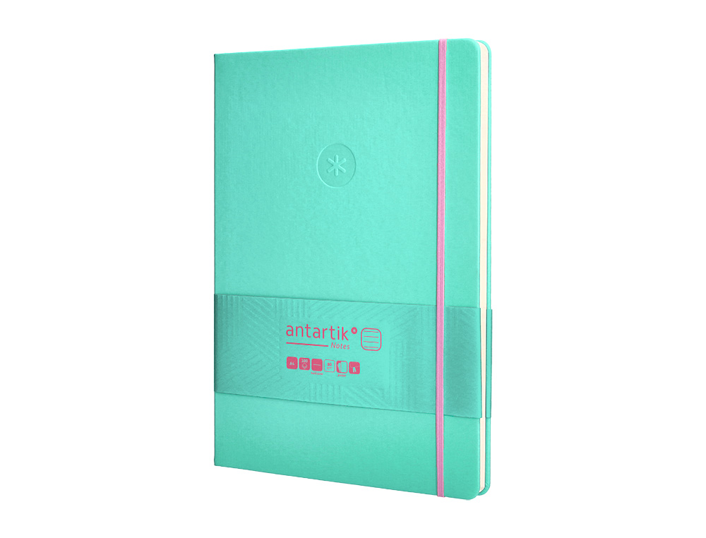CADERNO COM ELASTICO ANTARTIK NOTES CAPA DURA A4 PAUTADO ROSA E TURQUESA 100 FOLHAS 80 GR FSC
