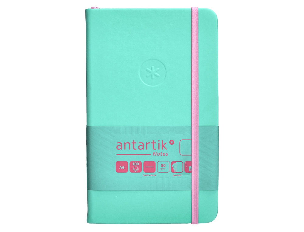 CADERNO COM ELASTICO ANTARTIK NOTES CAPA DURA A6 LISO ROSA E TURQUESA 100 FOLHAS 80 GR FSC