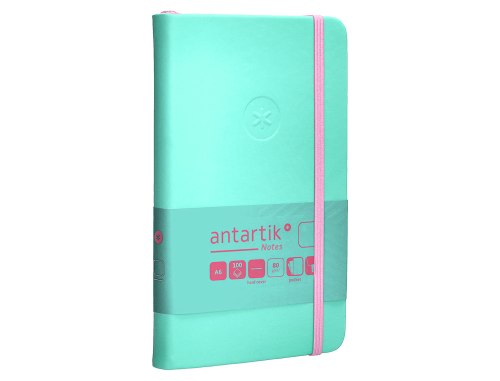 CADERNO COM ELASTICO ANTARTIK NOTES CAPA DURA A6 LISO ROSA E TURQUESA 100 FOLHAS 80 GR FSC