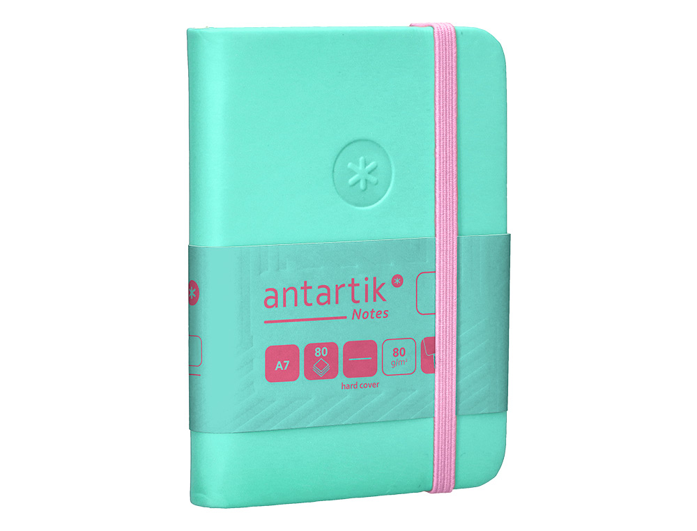 CADERNO COM ELASTICO ANTARTIK NOTES CAPA DURA A7 LISO ROSA E TURQUESA 80 FOLHAS 80 GR FSC