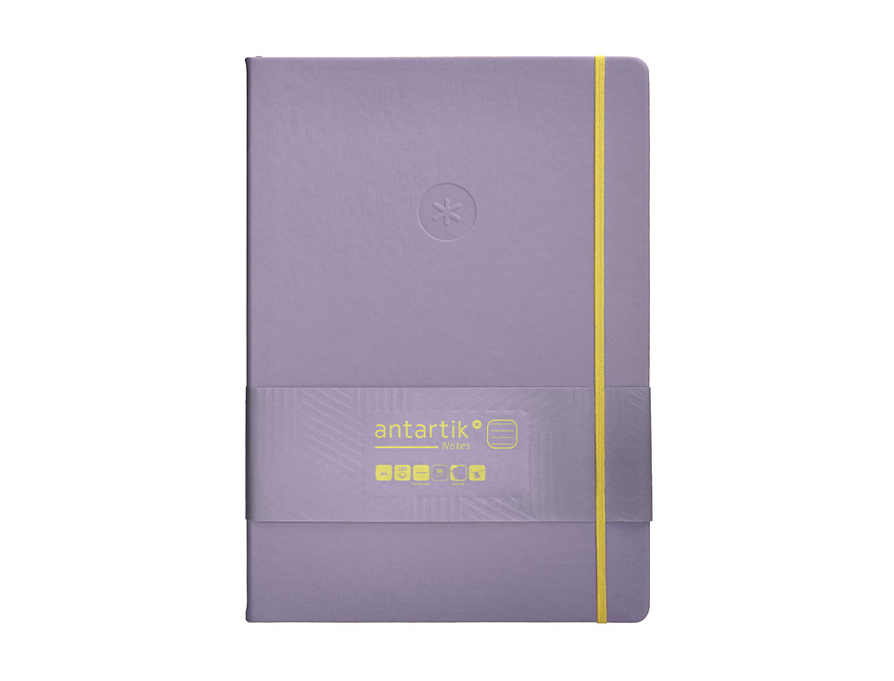 CADERNO COM ELASTICO ANTARTIK NOTES CAPA DURA A4 PAUTADO ROXO E AMARELO 100 FOLHAS 80 GR FSC