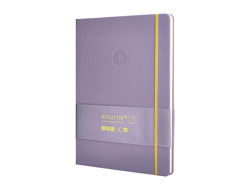 CADERNO COM ELASTICO ANTARTIK NOTES CAPA DURA A4 PAUTADO ROXO E AMARELO 100 FOLHAS 80 GR FSC