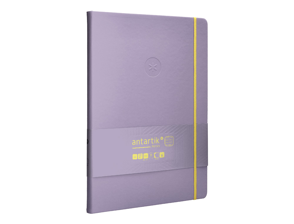 CADERNO COM ELASTICO ANTARTIK NOTES CAPA DURA A4 PAUTADO ROXO E AMARELO 100 FOLHAS 80 GR FSC