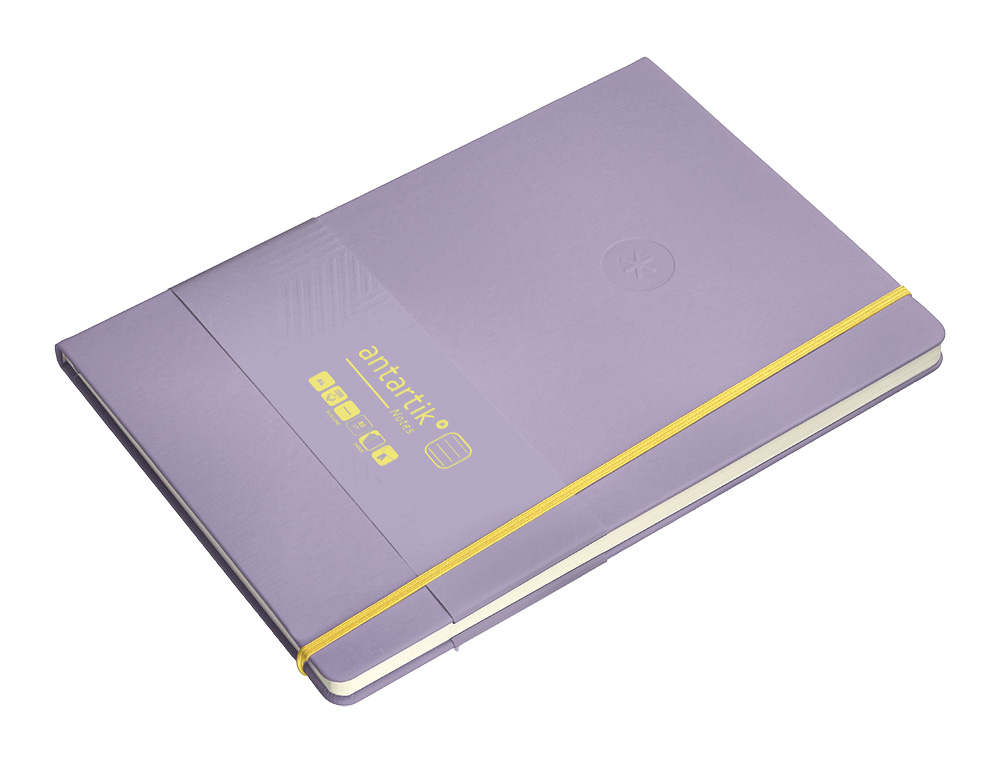 CADERNO COM ELASTICO ANTARTIK NOTES CAPA DURA A4 PAUTADO ROXO E AMARELO 100 FOLHAS 80 GR FSC