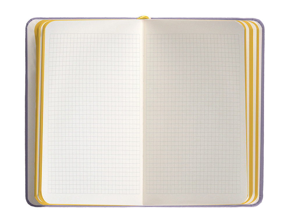 CADERNO COM ELASTICO ANTARTIK NOTES CAPA DURA A6 QUADRICULADO ROXO E AMARELO 100 FOLHAS 80 GR FSC