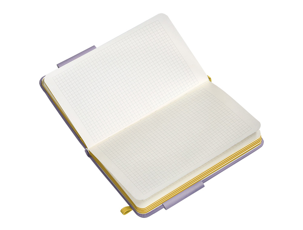CADERNO COM ELASTICO ANTARTIK NOTES CAPA DURA A6 QUADRICULADO ROXO E AMARELO 100 FOLHAS 80 GR FSC