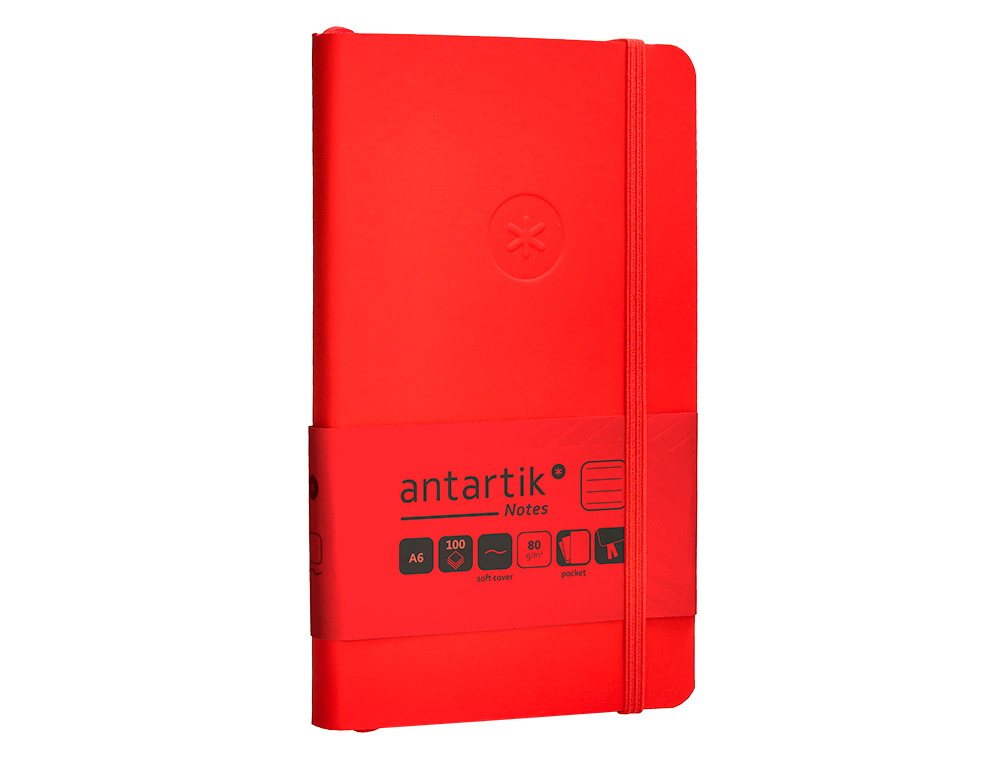 CADERNO COM ELASTICO ANTARTIK NOTES CAPA MOLE A6 PAUTADO VERMELHO 100 FOLHAS 80 GR FSC