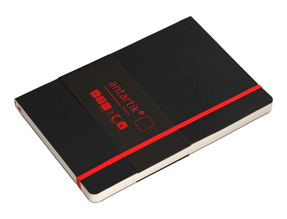 CADERNO COM ELASTICO ANTARTIK NOTES CAPA MOLE A5 LISO PRETO E VERMELHO 80 FOLHAS 80 GR FSC