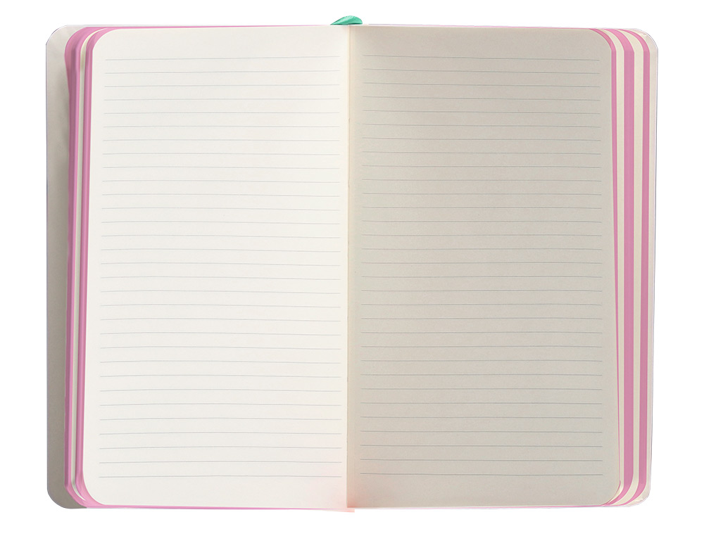 CADERNO COM ELASTICO ANTARTIK NOTES CAPA MOLE A6 PAUTADO ROSA E TURQUESA 100 FOLHAS 80 GR FSC